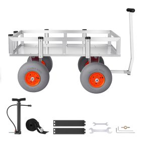 Beach Fishing Cart, 350 lbs Load Capacity, Foldable Fishing Cart with Heavy-Duty Aluminum Alloy Frame, 13-Inch All-Terrain PU Balloon Tires