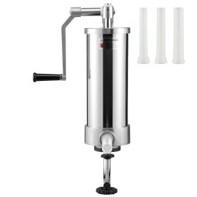 Sausage Stuffer, 5LBS/3L Capacity, 304 Stainless Steel Vertical Sausage Stuffer, Sausage Filling Machine with 3 Stuffing Tubes