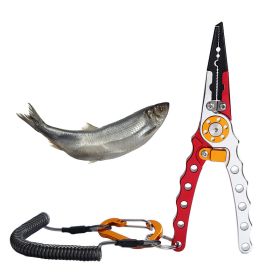 Multi-Function Long-Nose Hook Remover Portable Fishing Hook Pliers (Color: Red Silver, Accessory Type: Fishing Supplies)