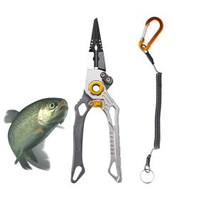 Multi-Functional Lure Pliers for Fish Handling Hook Removal Ring Opening (Color: Gray, Accessory Type: Fishing Supplies)